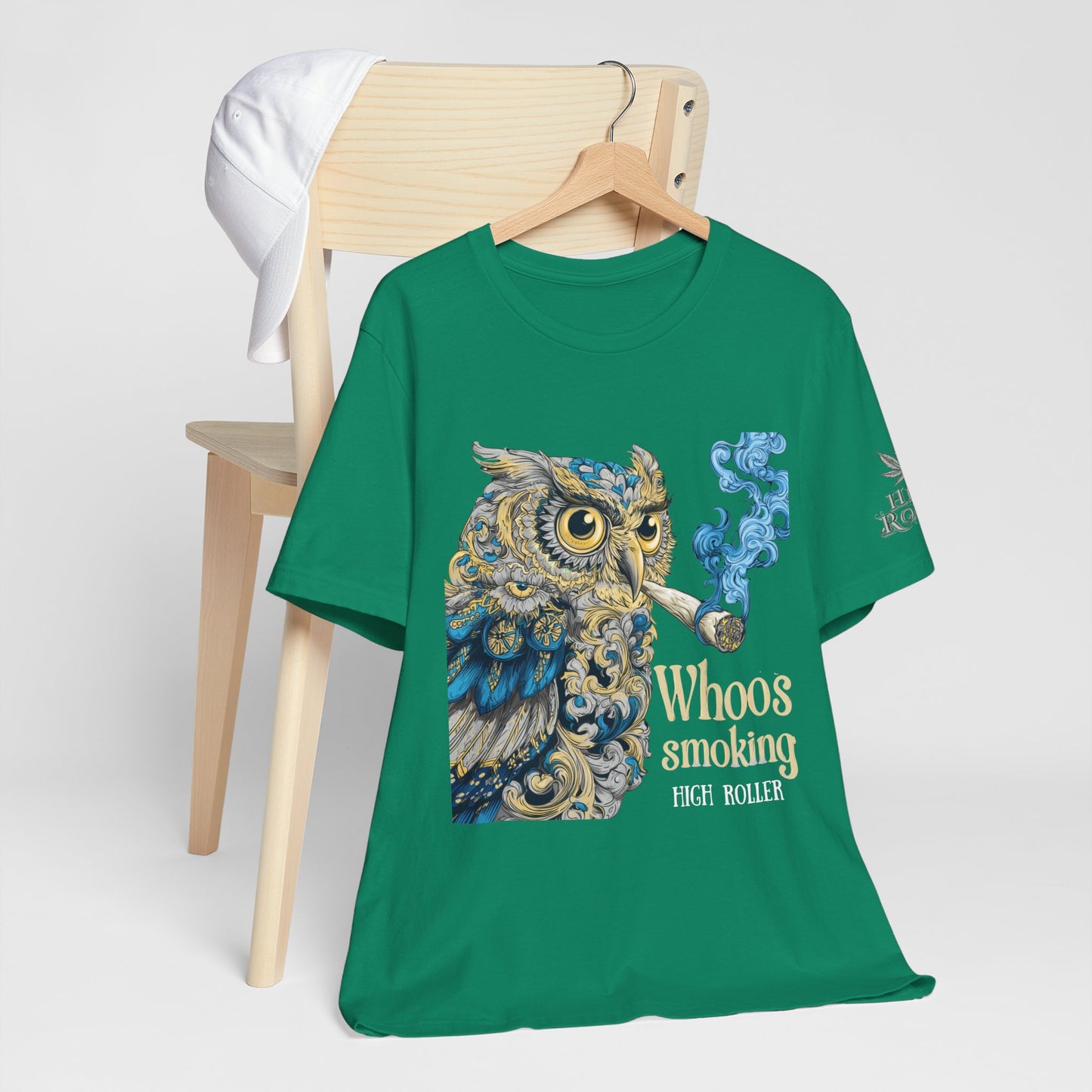 Baroque Owl Tee - Premium Airlume Cotton Cannabis Culture Ornate Bird Art