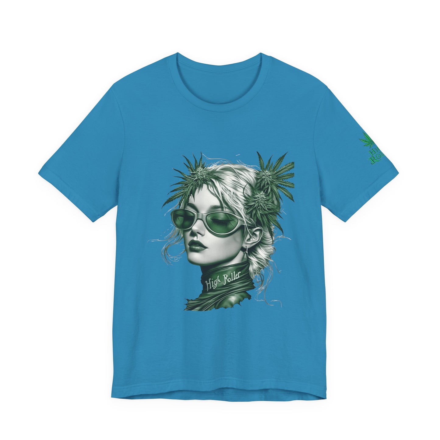 Green Queen T-Shirt - Premium Airlume Cotton Cannabis Crown Portrait Art Tee