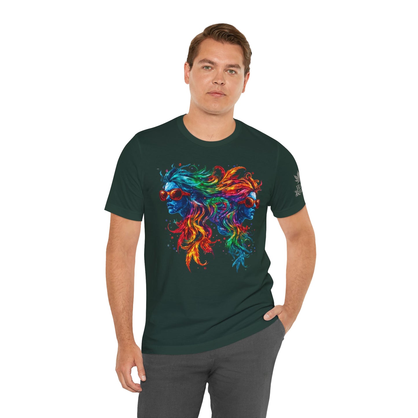 Spectrum Sisters T-Shirt - Premium Airlume Cotton Cannabis Rainbow Psychedelic Art Tee