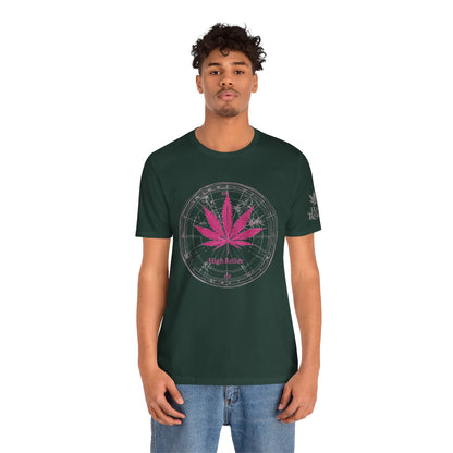 True North Tee - Premium Airlume Cotton Cannabis Culture Compass Navigation Art