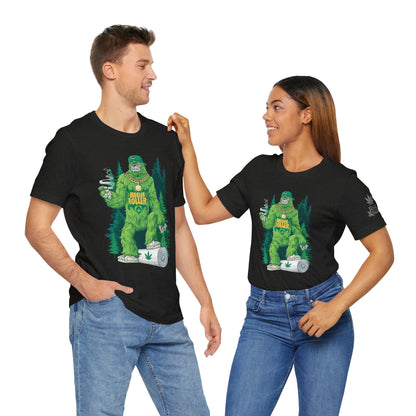 Bigfoot HIGH ROLLER Halloween Cannabis Forest T-Shirt - Premium Sasquatch Lifestyle Legend 420 Apparel
