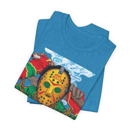 Horror Icon HIGH ROLLER T-Shirt - Premium Cannabis Slasher Culture Apparel"