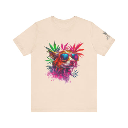 Spectrum Pup Tee - Premium Airlume Cotton Cannabis Culture Psychedelic Dog Art