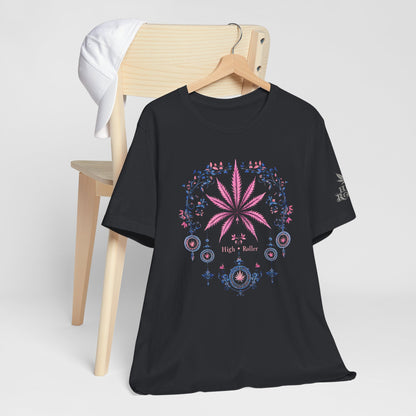 Bohemian Cannabis Mandala Tee - Floral Folk Art Design | High Roller