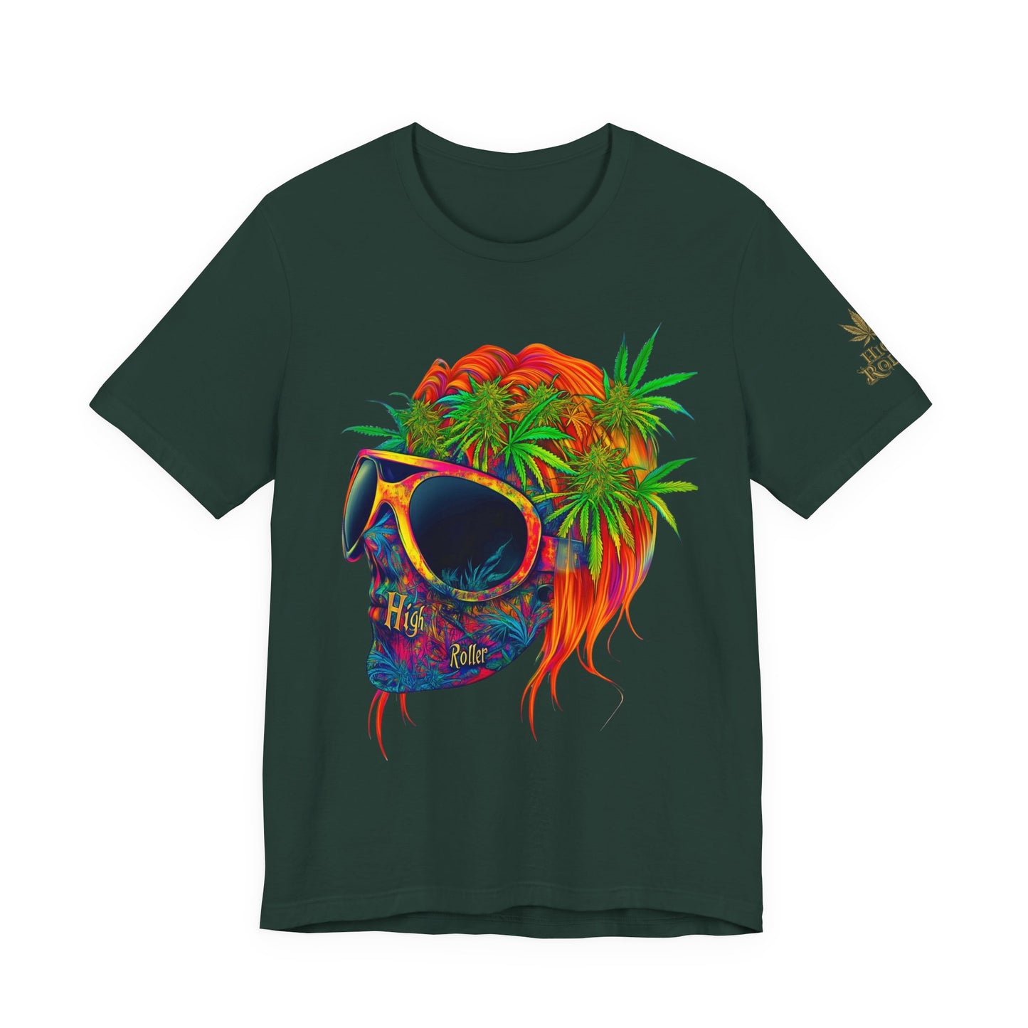 Tropical Cannabis Skull Tee - Paradise Vibes Art Design | High Roller
