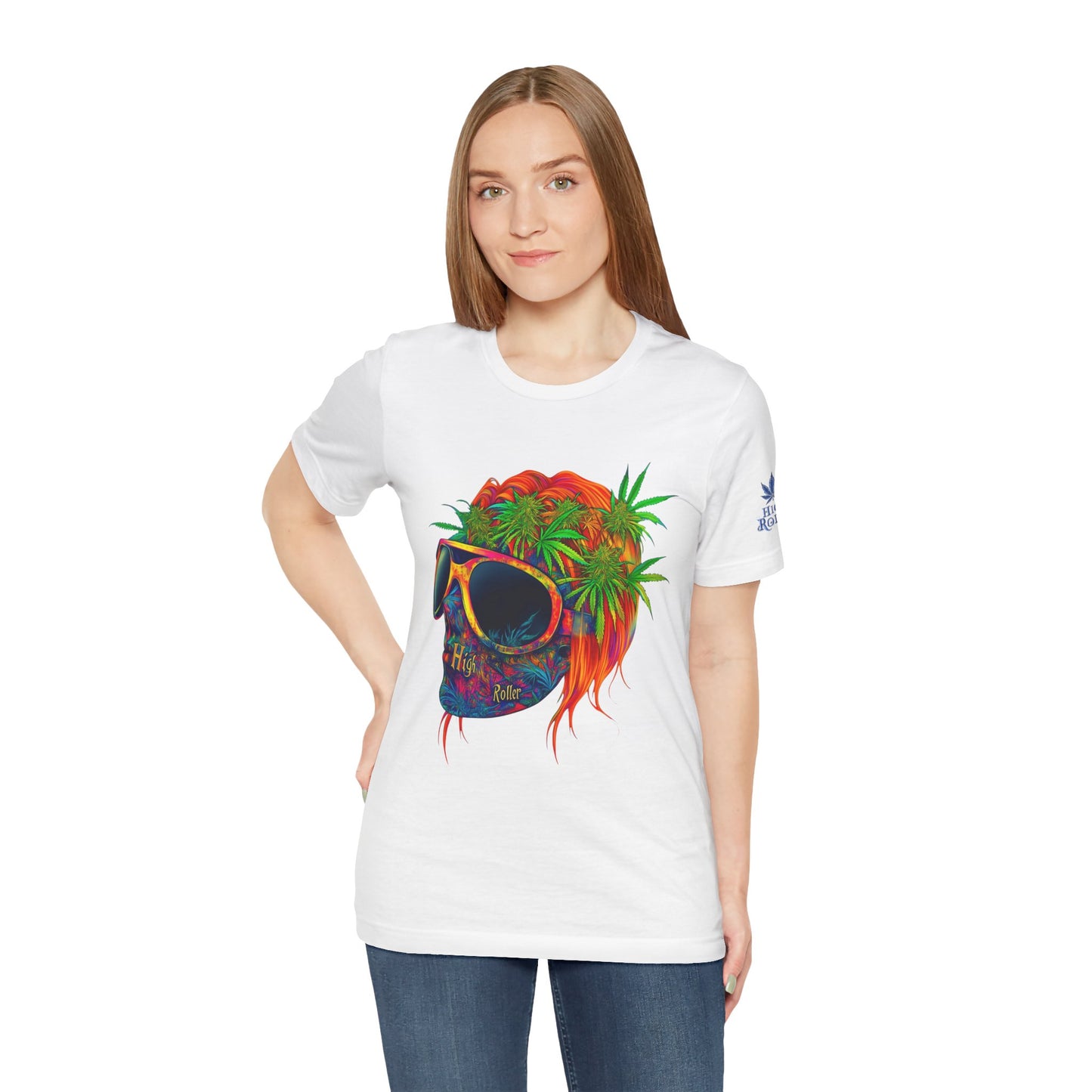 Tropical Cannabis Skull Tee - Paradise Vibes Art Design | High Roller