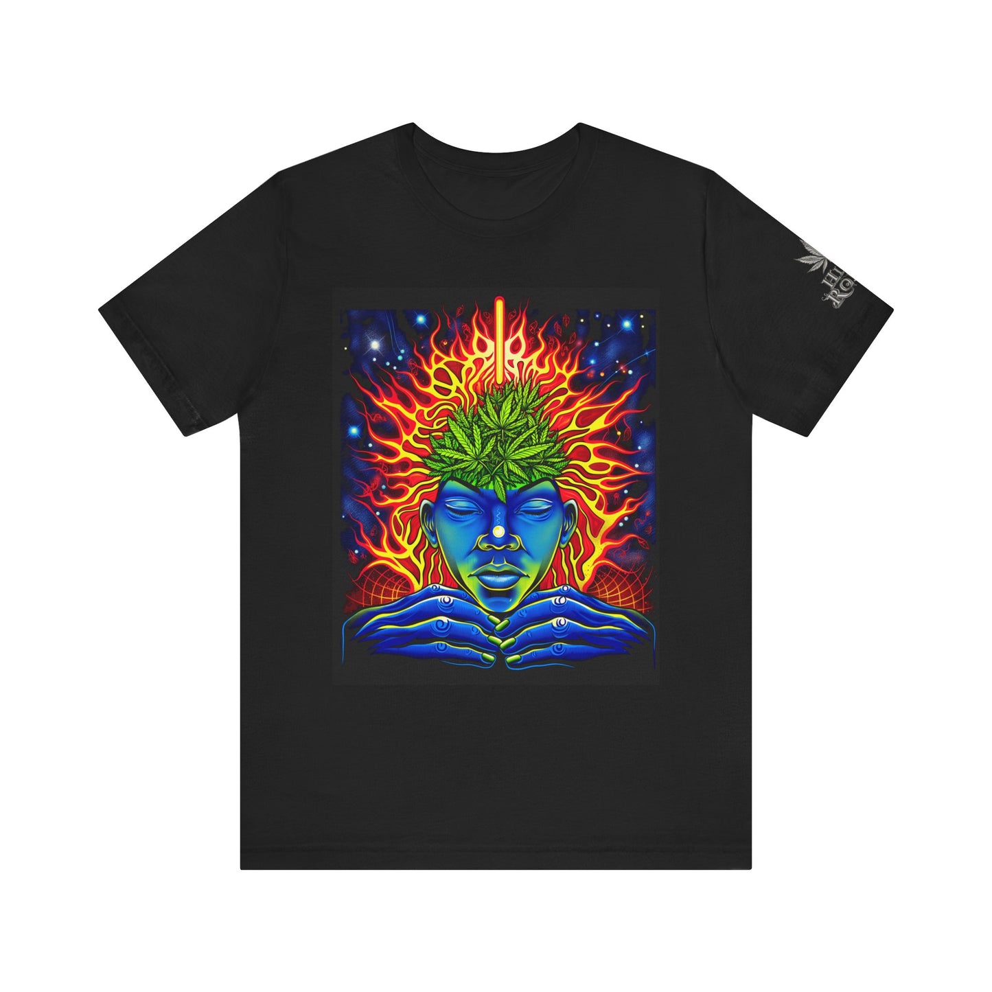 Third Eye Awakening Premium Cannabis Culture T-Shirt - Cosmic Consciousness Black Tee With Fire And Mysticism Symbolism