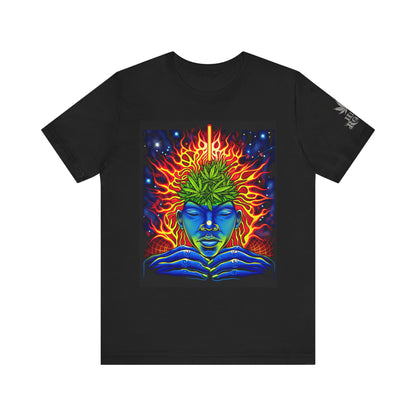 Third Eye Awakening Premium Cannabis Culture T-Shirt - Cosmic Consciousness Black Tee With Fire And Mysticism Symbolism