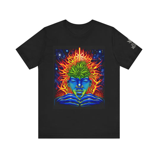 Third Eye Awakening Premium Cannabis Culture T-Shirt - Cosmic Consciousness Black Tee With Fire And Mysticism Symbolism