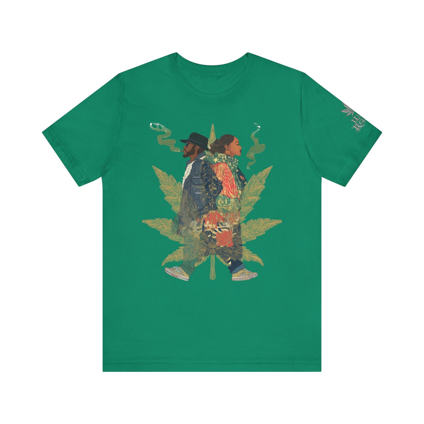 High Roller Back to Back Cannabis T-Shirt - Premium 420 Hip-Hop Duo Golden Leaf Street Culture Partnership Unity Apparel