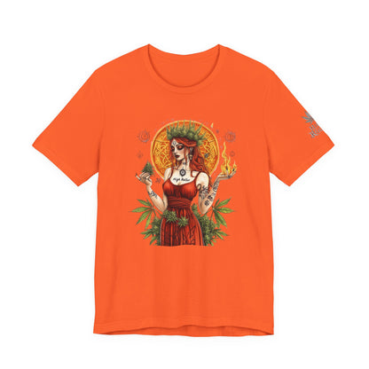 High Roller Priestess T-Shirt - Premium Airlume Cotton Cannabis Goddess Mandala Art Tee