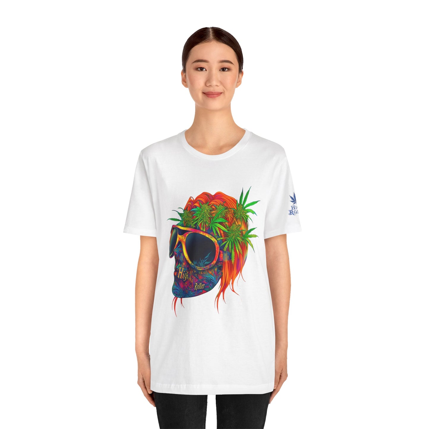 Tropical Cannabis Skull Tee - Paradise Vibes Art Design | High Roller
