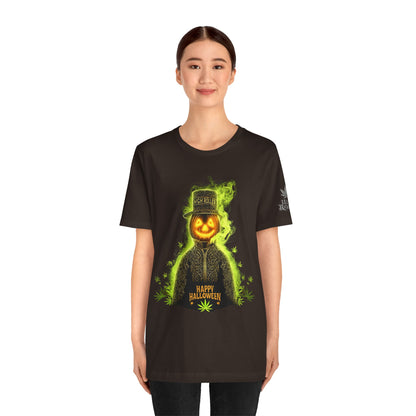 Spectral Pumpkin HIGH ROLLER Halloween T-Shirt - Premium Dark Cannabis Apparel