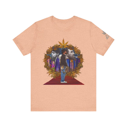 High Roller Red Carpet Cannabis T-Shirt - Premium 420 Hip-Hop Legacy Golden Frame Street Culture Artistic Portrait Apparel