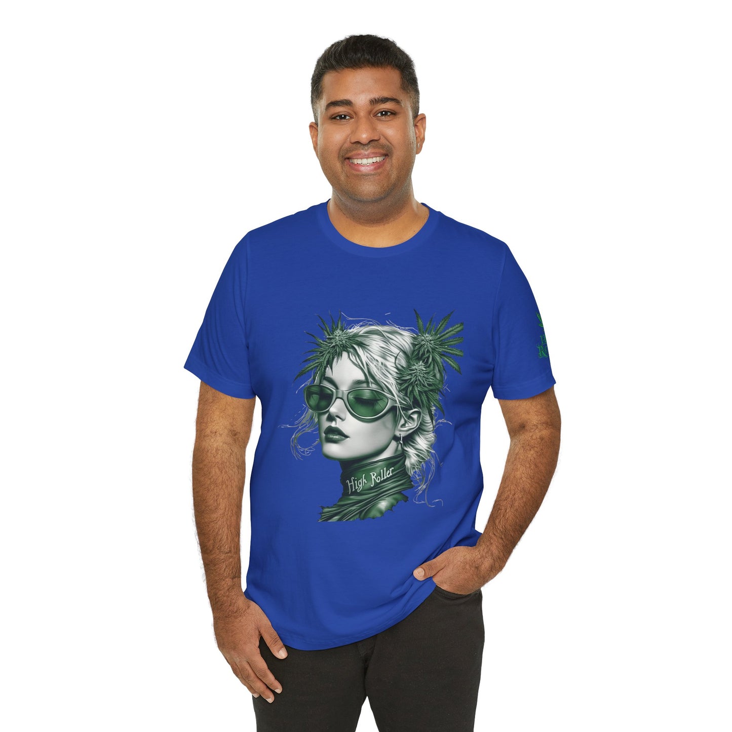 Green Queen T-Shirt - Premium Airlume Cotton Cannabis Crown Portrait Art Tee