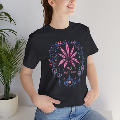 Bohemian Cannabis Mandala Tee - Floral Folk Art Design | High Roller