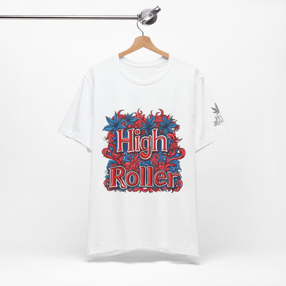 High Roller Ornate Logo Tee - Cannabis Typography Art Design | High Roller