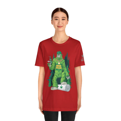 Bigfoot HIGH ROLLER Halloween Cannabis Forest T-Shirt - Premium Sasquatch Lifestyle Legend 420 Apparel