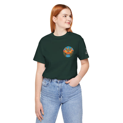 Cannabis Paradise Circle Tee - Tropical Sunset Art Design | High Roller