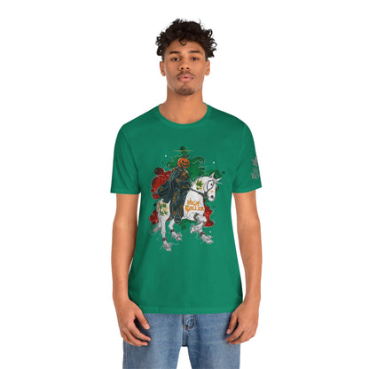 Headless Horseman HIGH ROLLER Halloween Cannabis T-Shirt - Premium Pumpkin Rider Skeletal Steed 420 Apparel