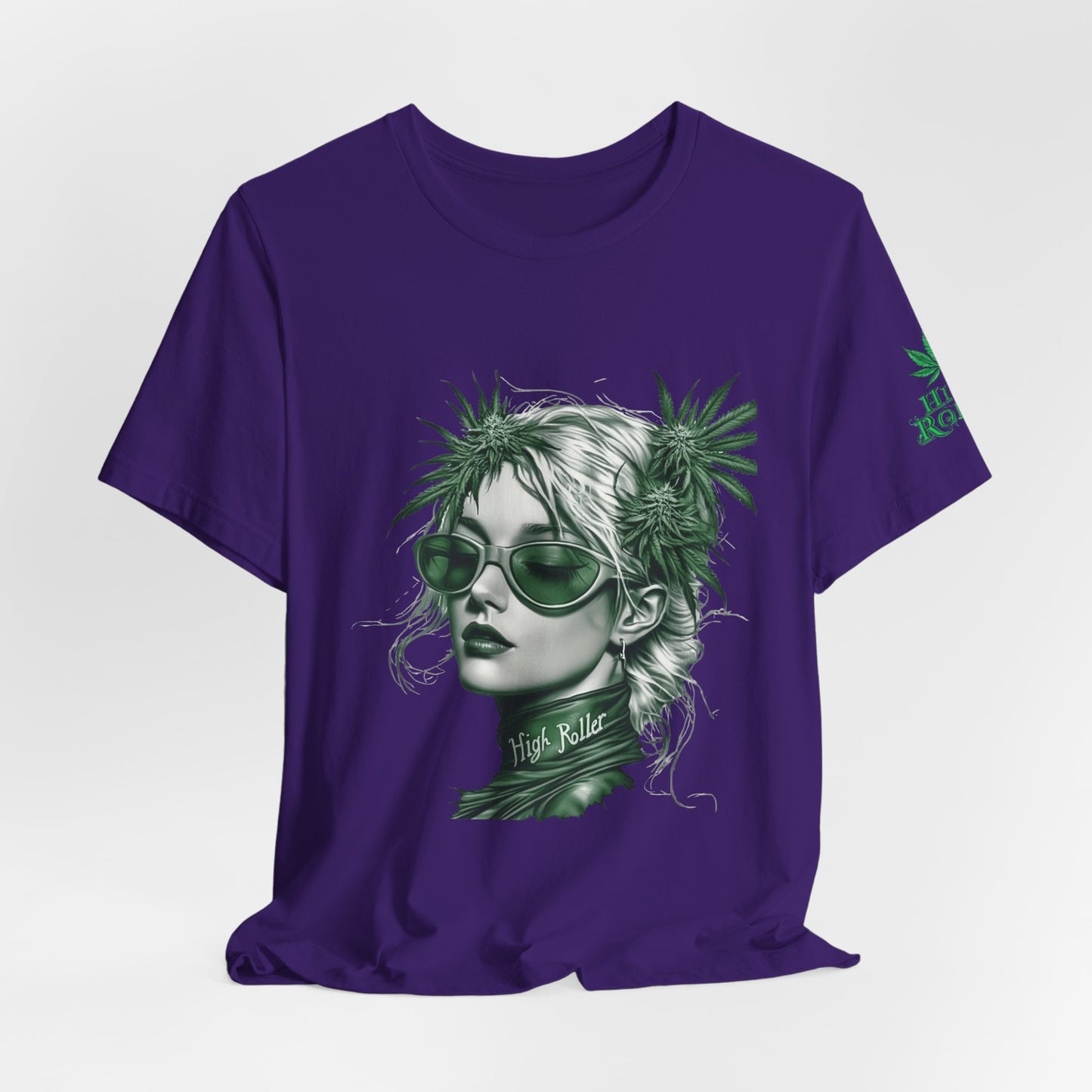 Green Queen T-Shirt - Premium Airlume Cotton Cannabis Crown Portrait Art Tee