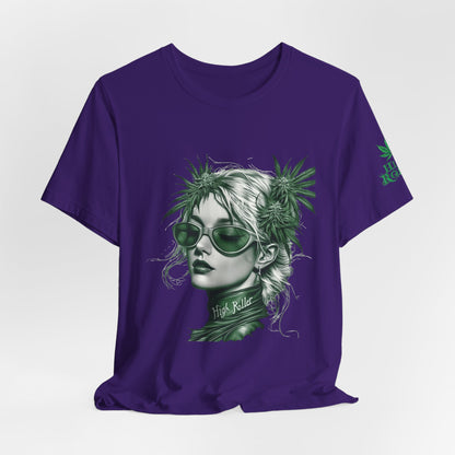 Green Queen T-Shirt - Premium Airlume Cotton Cannabis Crown Portrait Art Tee