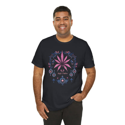 Bohemian Cannabis Mandala Tee - Floral Folk Art Design | High Roller