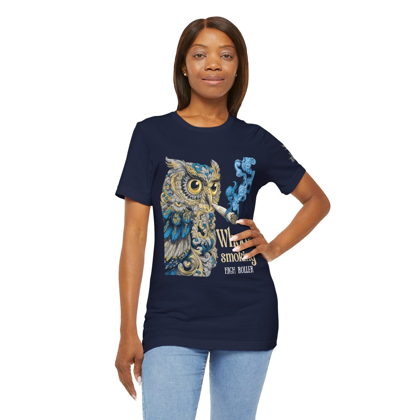 Baroque Owl Tee - Premium Airlume Cotton Cannabis Culture Ornate Bird Art