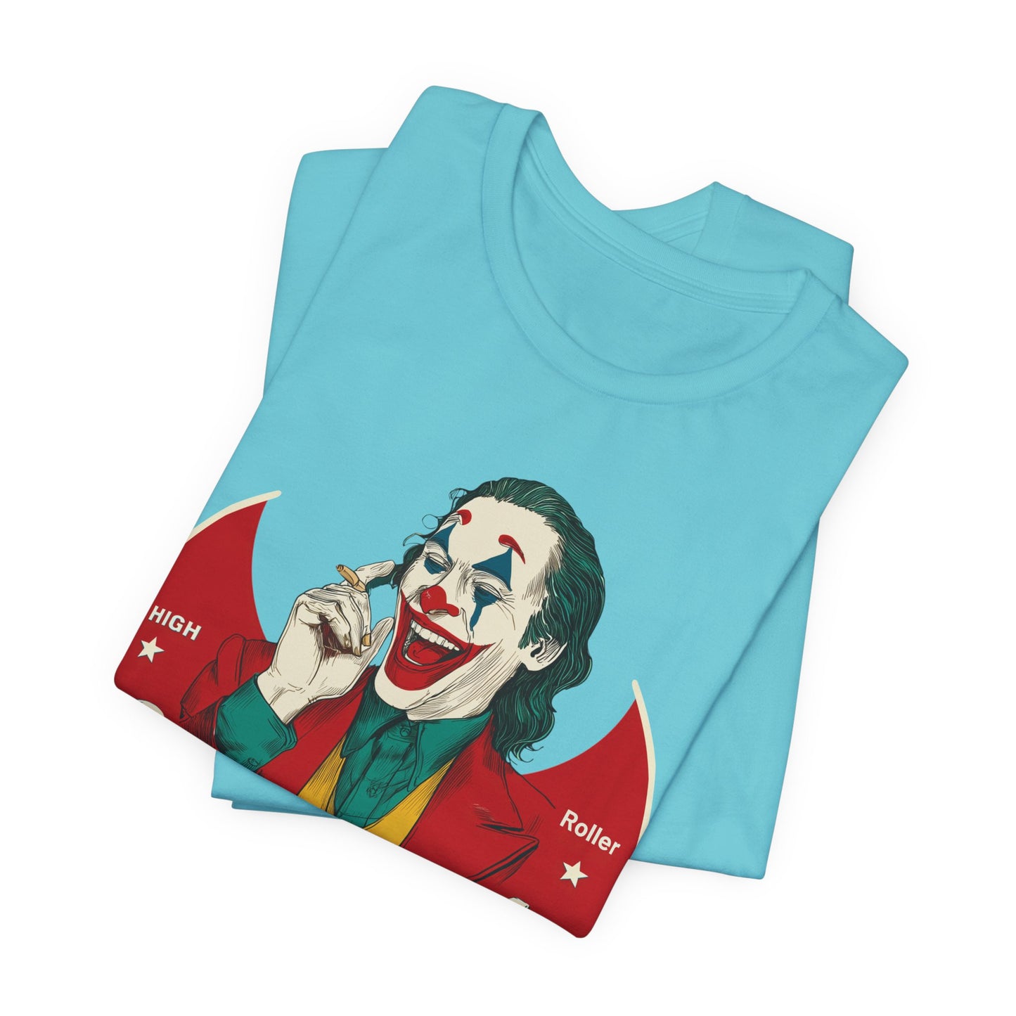 High Roller Villain T-Shirt - Premium Airlume Cotton Cannabis Joker Badge Art Tee