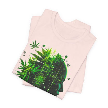 Digital Mind Tee - Premium Airlume Cotton Cannabis Culture Tech Art Matrix Design