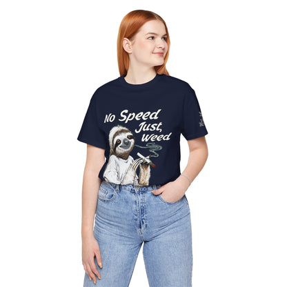Slow Motion Tee - Premium Airlume Cotton Cannabis Culture Sloth Humor Art