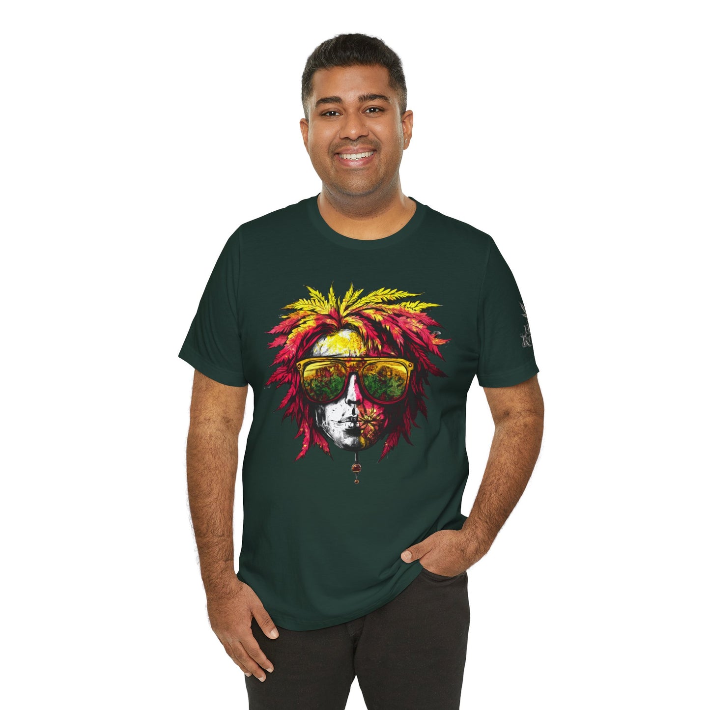 Rasta Cannabis Portrait Tee - Reggae Culture Art Design | High Roller