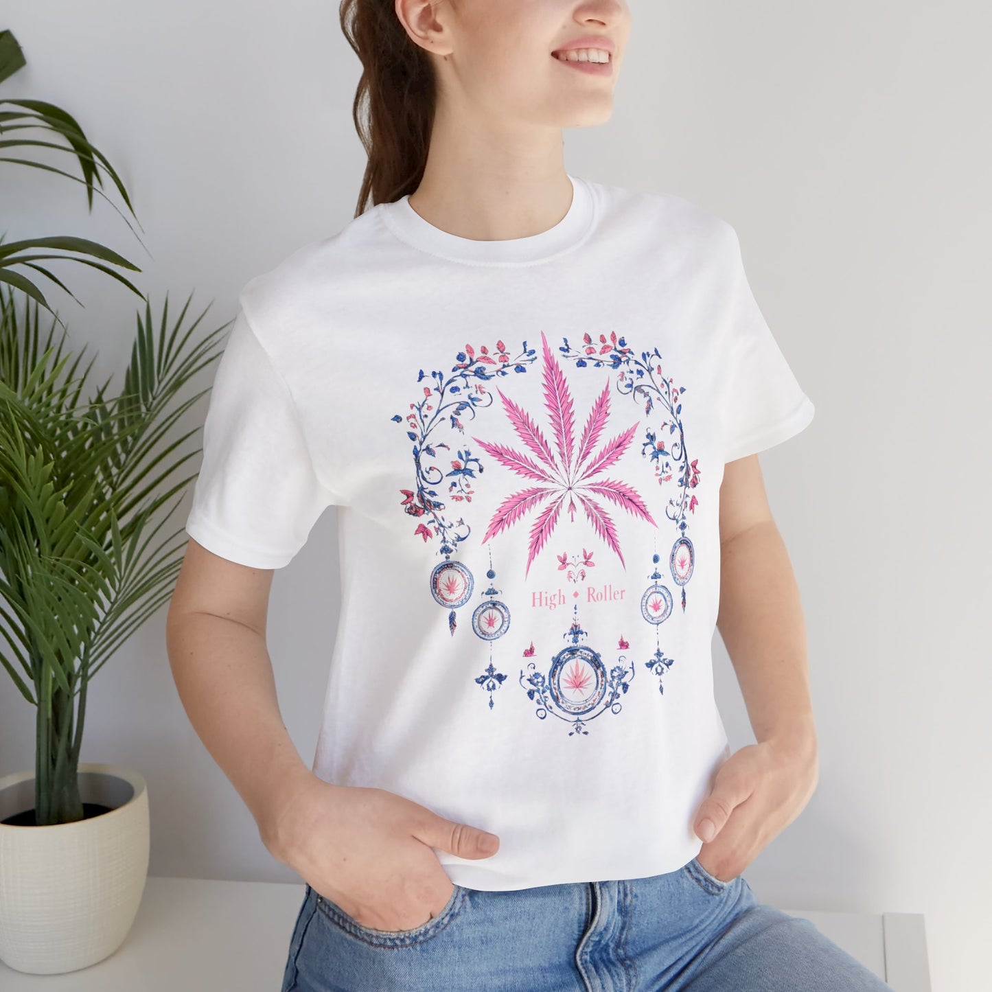 Bohemian Cannabis Mandala Tee - Floral Folk Art Design | High Roller