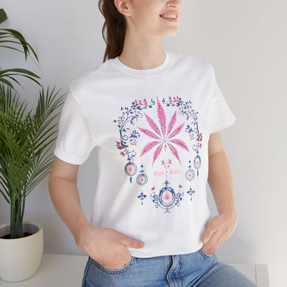 Bohemian Cannabis Mandala Tee - Floral Folk Art Design | High Roller