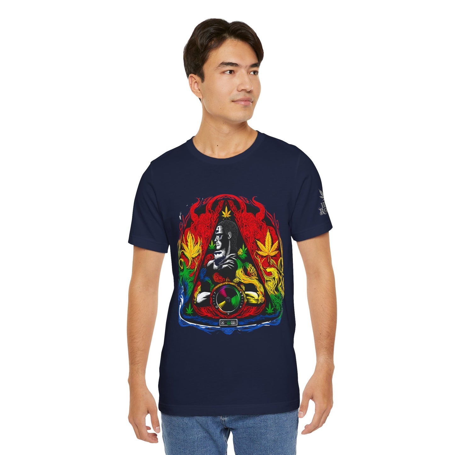 HIGH ROLLER Buddha Meditation Premium Cannabis Culture T-Shirt - Enlightenment Meets Electronic Music Luxury Streetwear