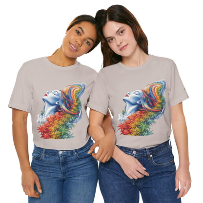 Rainbow Bloom Tee - Premium Airlume Cotton Cannabis Culture Spectrum Goddess Art