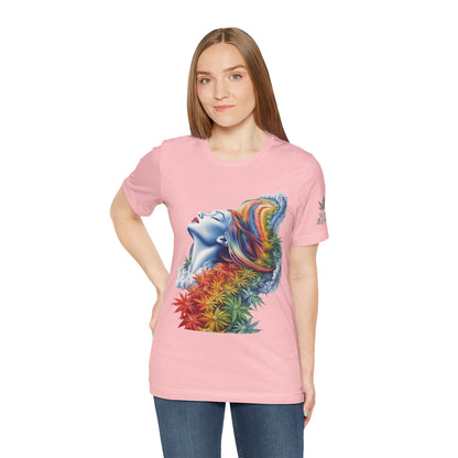 Rainbow Bloom Tee - Premium Airlume Cotton Cannabis Culture Spectrum Goddess Art