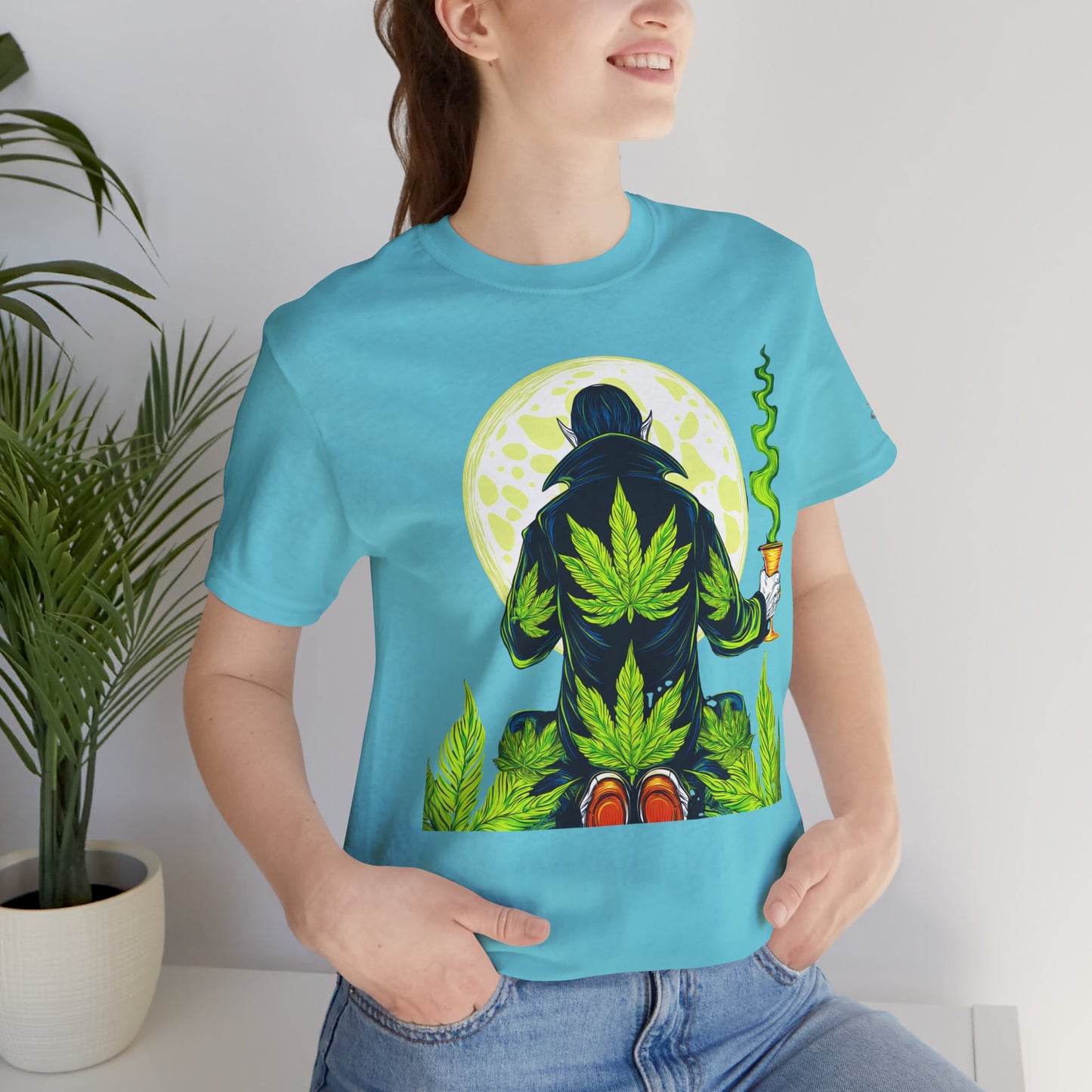 Luxury Gothic Cannabis Vampire T-Shirt - Premium Dark HIGH ROLLER Streetwear - Elevated Nocturnal 420 Fashion