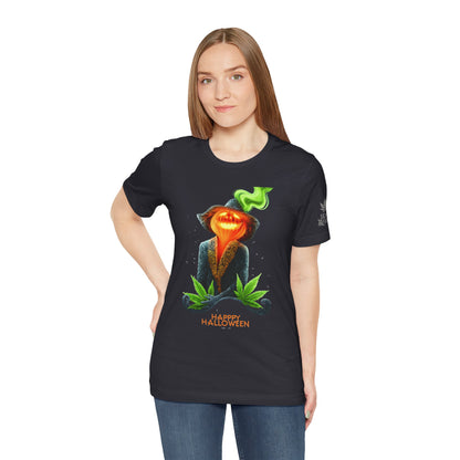 Victorian Pumpkin Gentleman HIGH ROLLER Halloween Cannabis T-Shirt - Premium Jack-o'-Lantern Aristocrat Meditation 420 Apparel