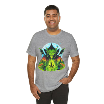 Mystic Dragon Guardian Cannabis Meditation T-Shirt - Premium Psychedelic 420 Apparel