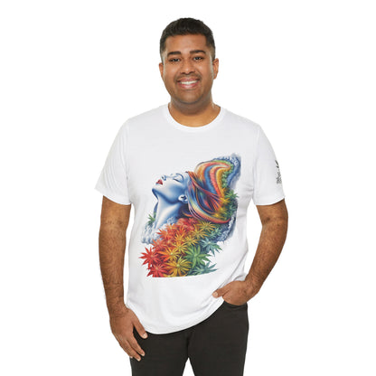 Rainbow Bloom Tee - Premium Airlume Cotton Cannabis Culture Spectrum Goddess Art