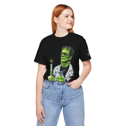 Frankenstein's Laboratory HIGH ROLLER Halloween Cannabis T-Shirt - Premium Monster Scientist 420 Experiment Apparel
