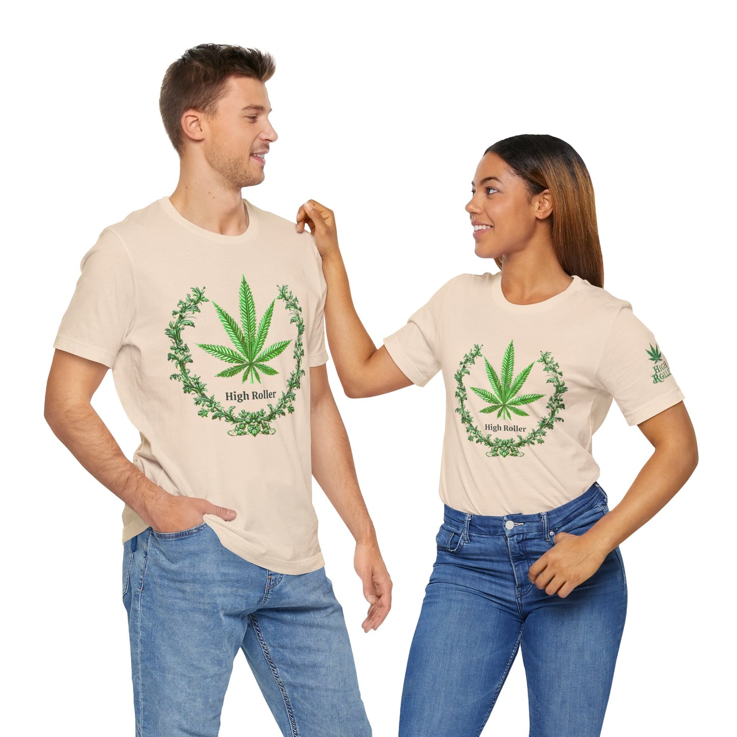 Cannabis Crest Wreath Tee - Botanical Elegance Art Design | High Roller