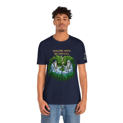 Rolling With My Ghouls HIGH ROLLER Halloween Cannabis T-Shirt - Premium Ghost Squad Circle Session 420 Apparel