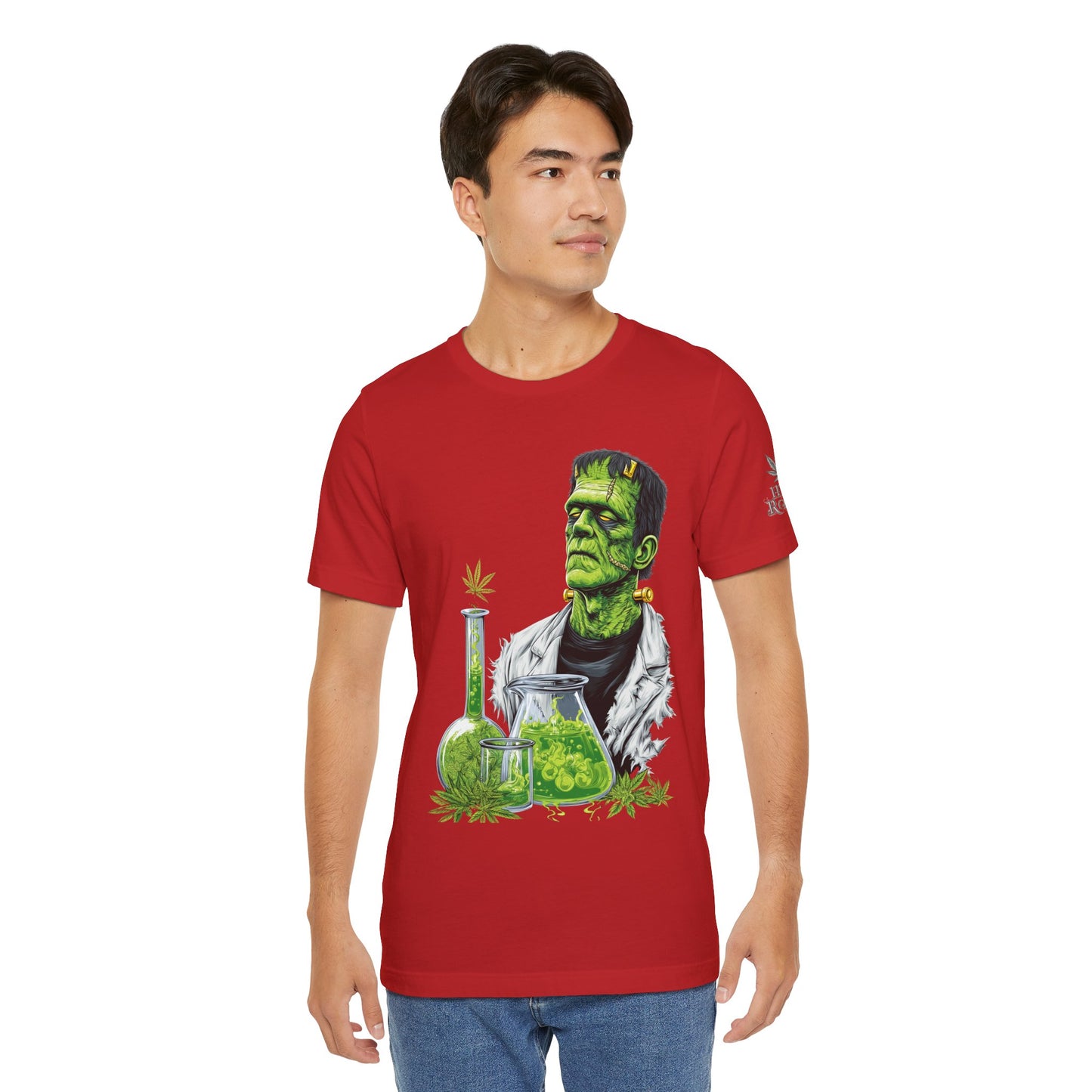 Frankenstein's Laboratory HIGH ROLLER Halloween Cannabis T-Shirt - Premium Monster Scientist 420 Experiment Apparel