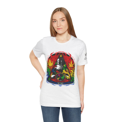 High Roller Sacred Buddha Cannabis T-Shirt - Premium 420 Spiritual Meditation Enlightenment Botanical Artistry Apparel