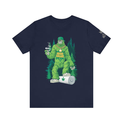 Bigfoot HIGH ROLLER Halloween Cannabis Forest T-Shirt - Premium Sasquatch Lifestyle Legend 420 Apparel