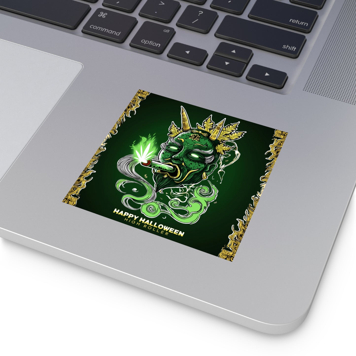 Cannabis Oni Demon Halloween Sticker - Premium Spooky 420 Vinyl Decal"