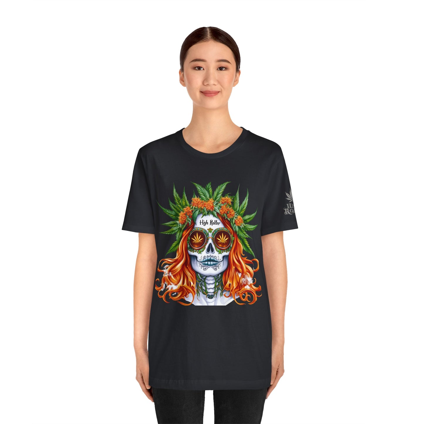 Sugar Skull Goddess Tee - Premium Airlume Cotton Cannabis Culture Day of Dead Art