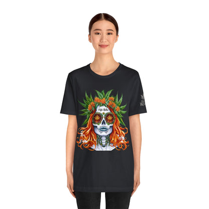 Sugar Skull Goddess Tee - Premium Airlume Cotton Cannabis Culture Day of Dead Art